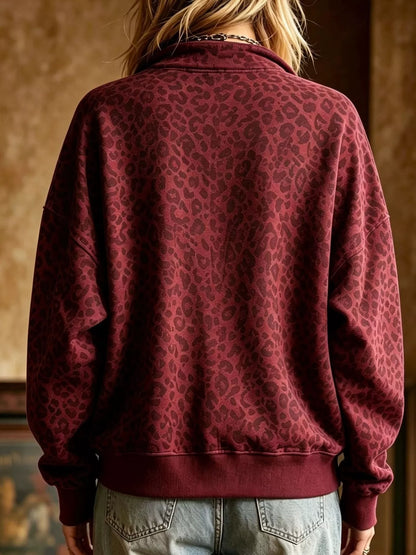 Sweat à Col Zippé Léopard
