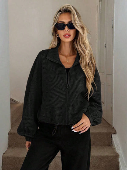 Veste Courte Zippée à Cordon Ajustable