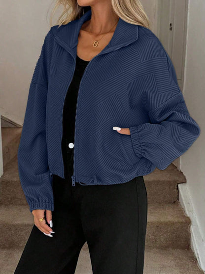 Veste Courte Zippée à Cordon Ajustable