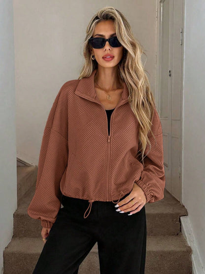 Veste Courte Zippée à Cordon Ajustable