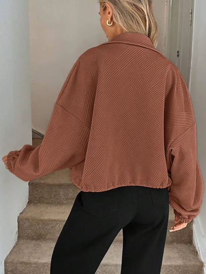 Veste Courte Zippée à Cordon Ajustable