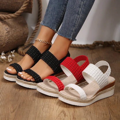 Inès – Sandales Compensées Tressées Style Espadrille