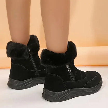 Bottines de Neige Fourrées Style Moumoute à Zip Latéral