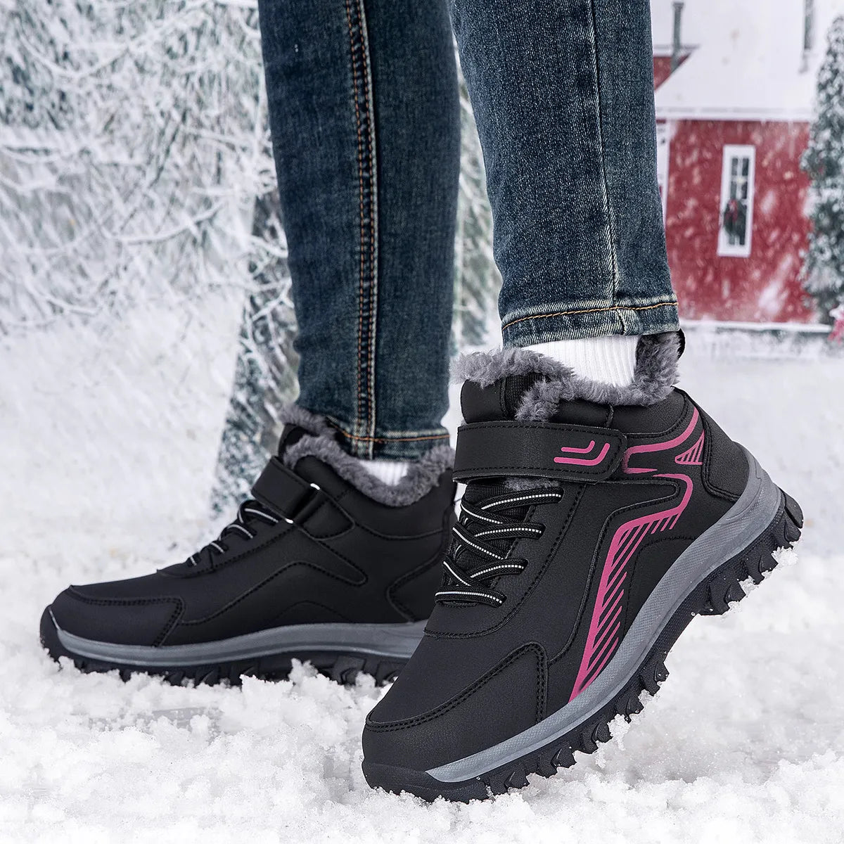 Chaussures de Marche Hivernales Fourrées et Antidérapantes