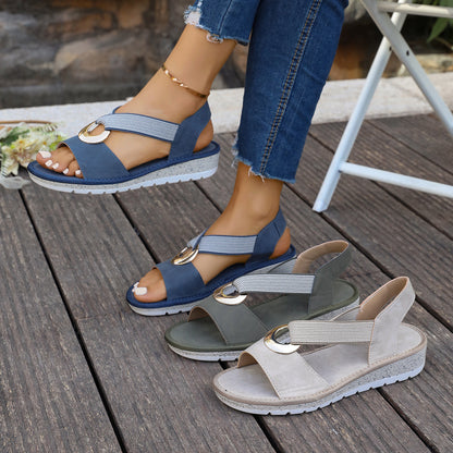 Sandales "Louna" — Nu-pieds Bohèmes à Anneau Métallique