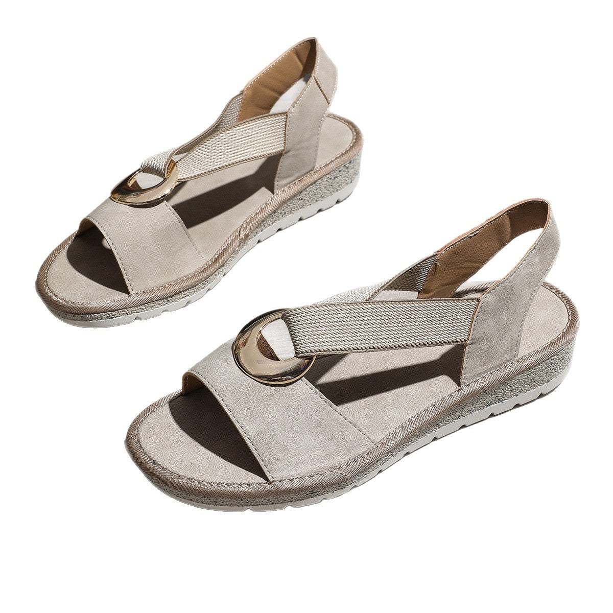 Sandales "Louna" — Nu-pieds Bohèmes à Anneau Métallique