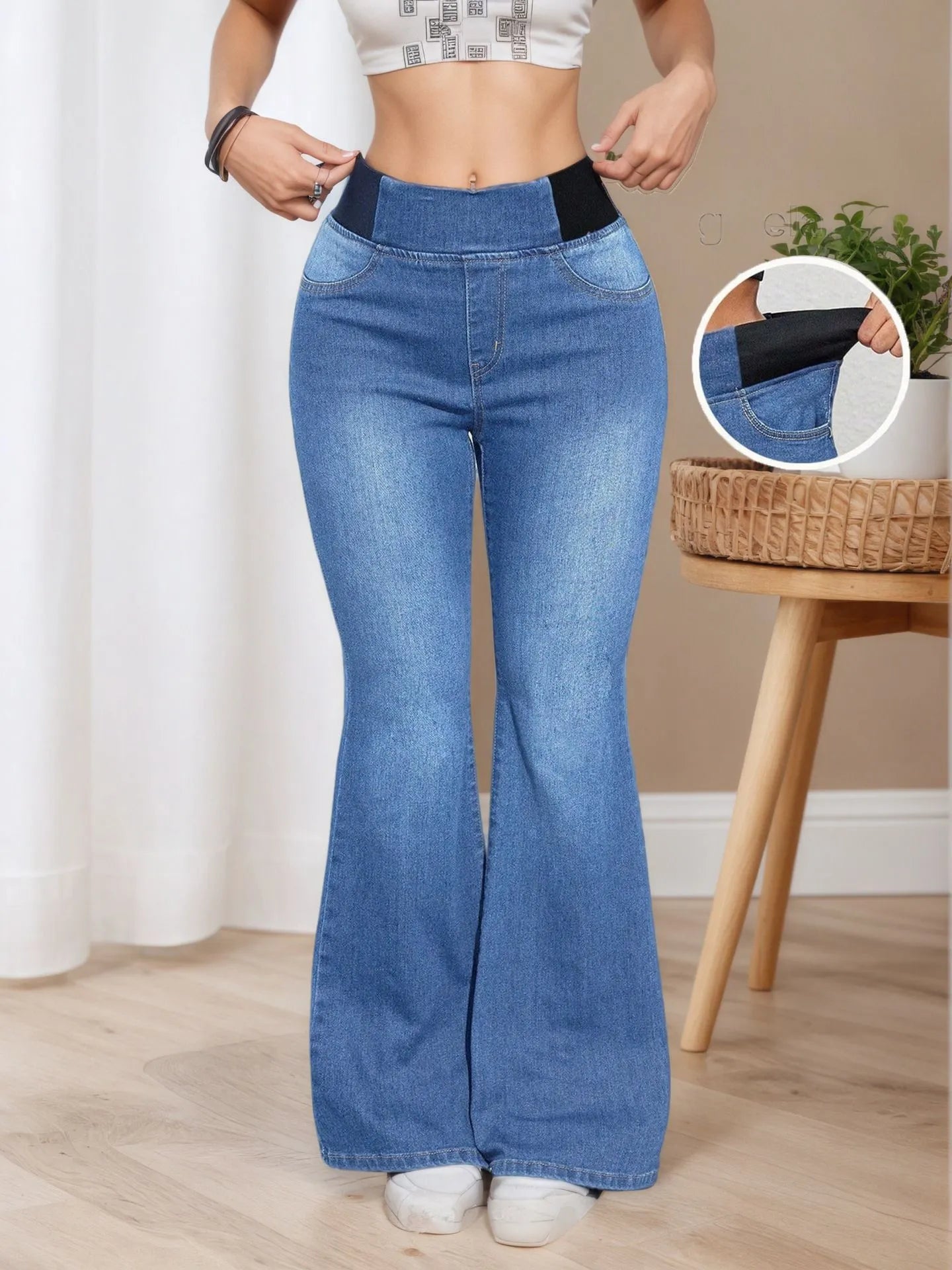 Julie – Jean Flare Sculptant à Taille Élastique