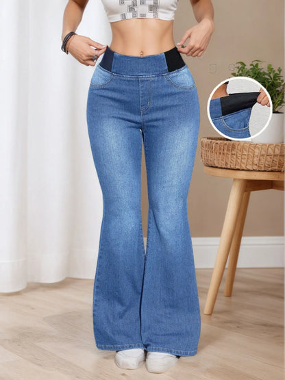 Julie – Jean Flare Sculptant à Taille Élastique