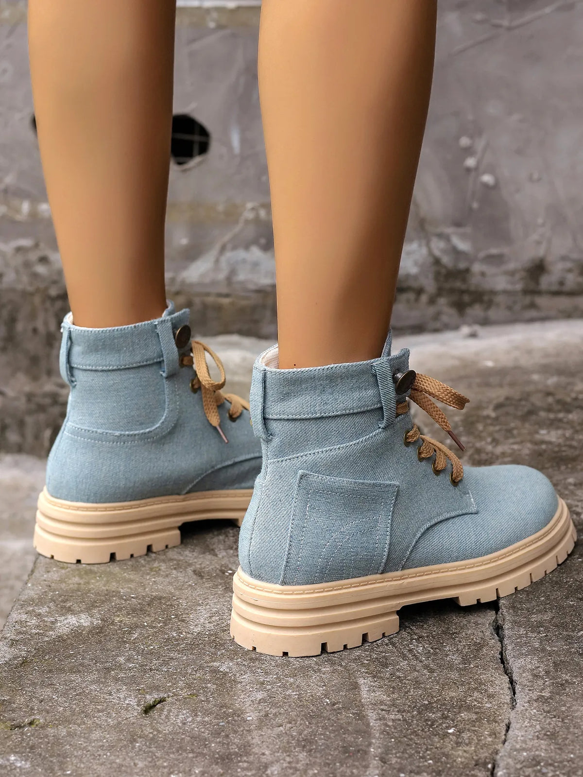 Bottines Style Bottes Martin à Plateforme et Lacets