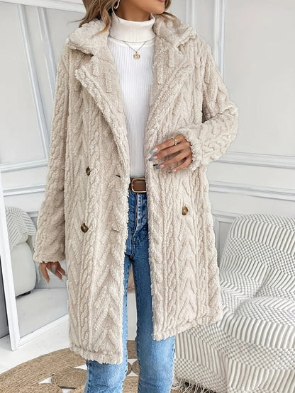 Manteau Mi-Long Douillet à Effet Torsadé