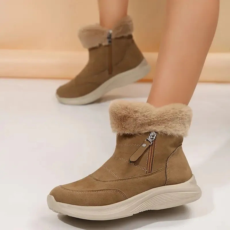 Bottines de Neige Fourrées Style Moumoute à Zip Latéral