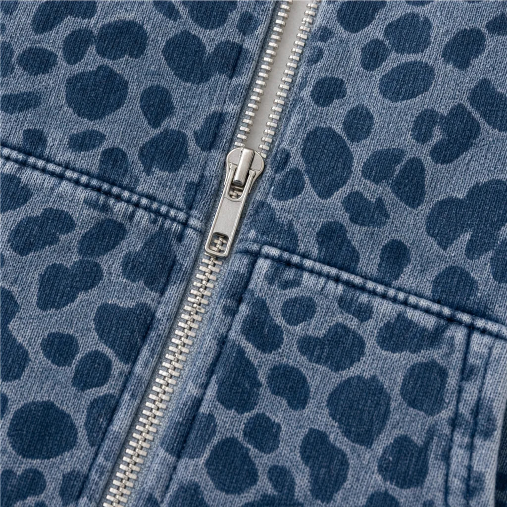 Veste Zippée à Capuche Imprimé Léopard