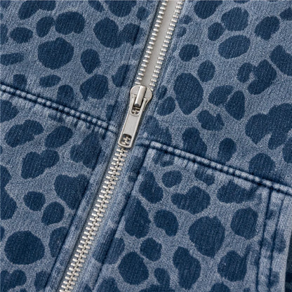 Veste Zippée à Capuche Imprimé Léopard