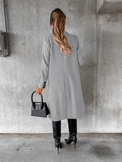 Manteau Long à Double Boutonnage — gris dos