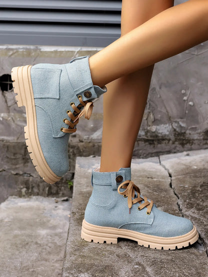 Bottines Style Bottes Martin à Plateforme et Lacets