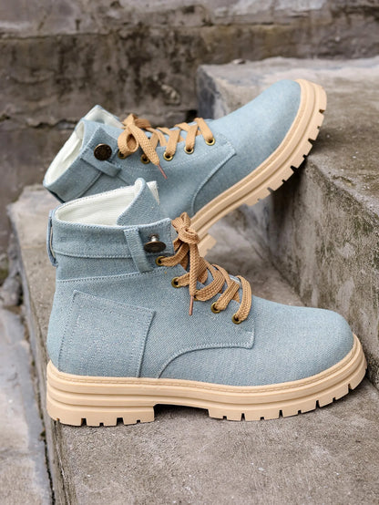 Bottines Style Bottes Martin à Plateforme et Lacets