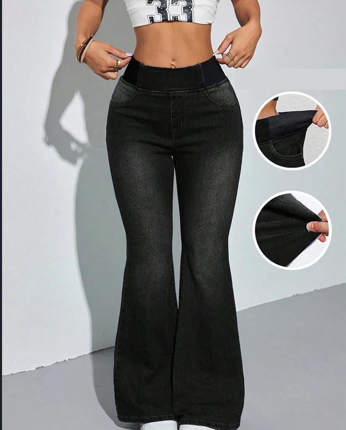 Julie – Jean Flare Sculptant à Taille Élastique