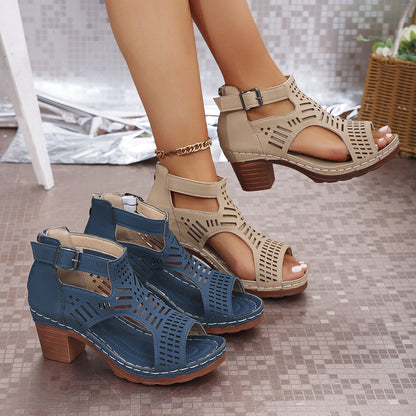 Sandales Ajourées à Talons Bloc