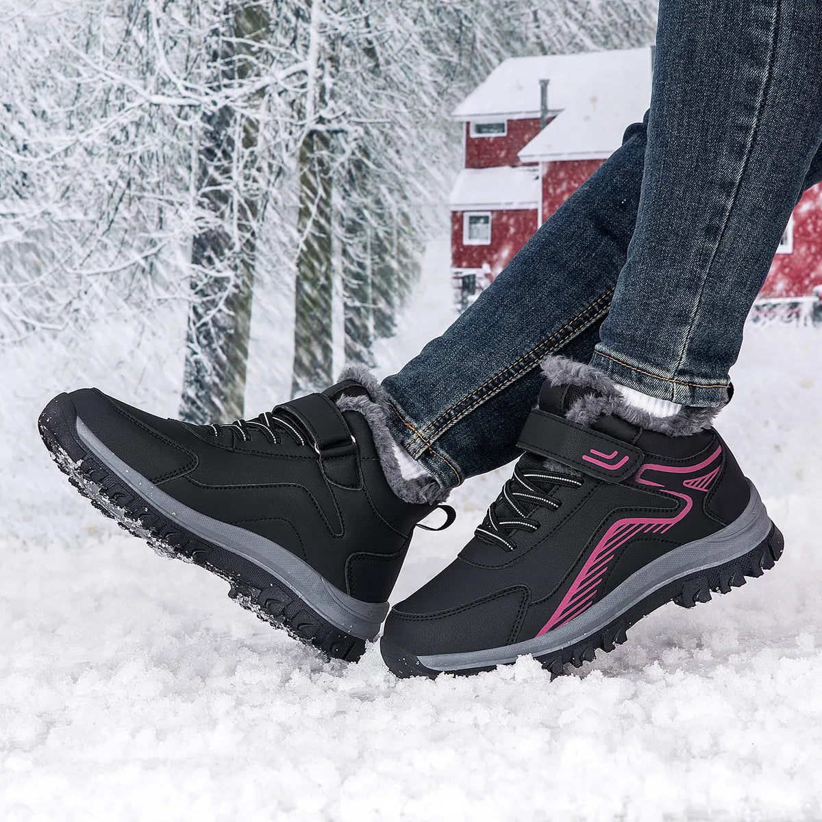 Chaussures de Marche Hivernales Fourrées et Antidérapantes