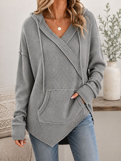 Sweat à Capuche Gaufré à Cordon — gris face